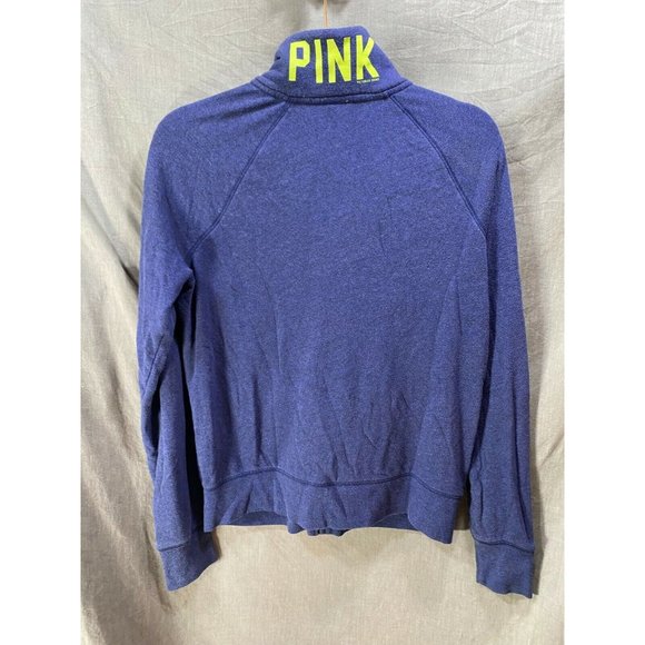 Victoria´s Secret Pink Sweater Womens Medium Blue Logo Long Sleeve‎ Zip Ladies - Picture 6 of 9